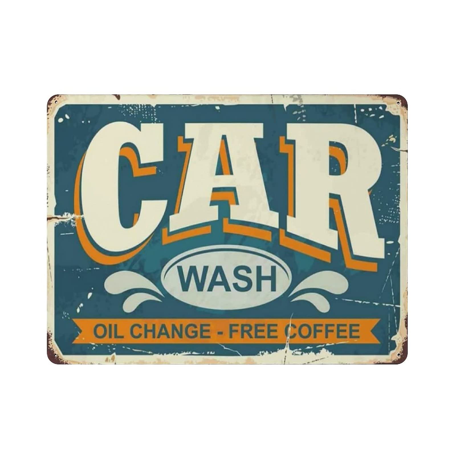 Metal Tin Sign Car Wash Oil Change-Free Coffee Vintage Tin Poster Metal Sign Wall Decoration Country Kitchen Home Garage Decor 12"x16"