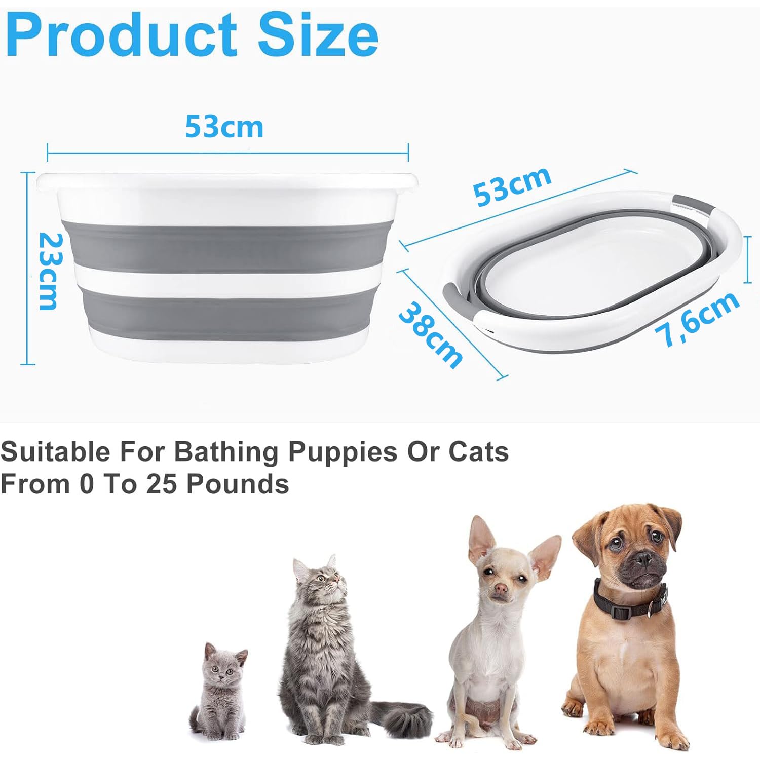 26L Zusammenklappbar Hundebadewanne Tragbar Haustier Badewanne Faltbar Wäschewanne Multifunktionale Aufbewahrungsbehälter Platzsparend Organizer Outdoor Indoor Kleine Katzen Hunde Wasserbecken