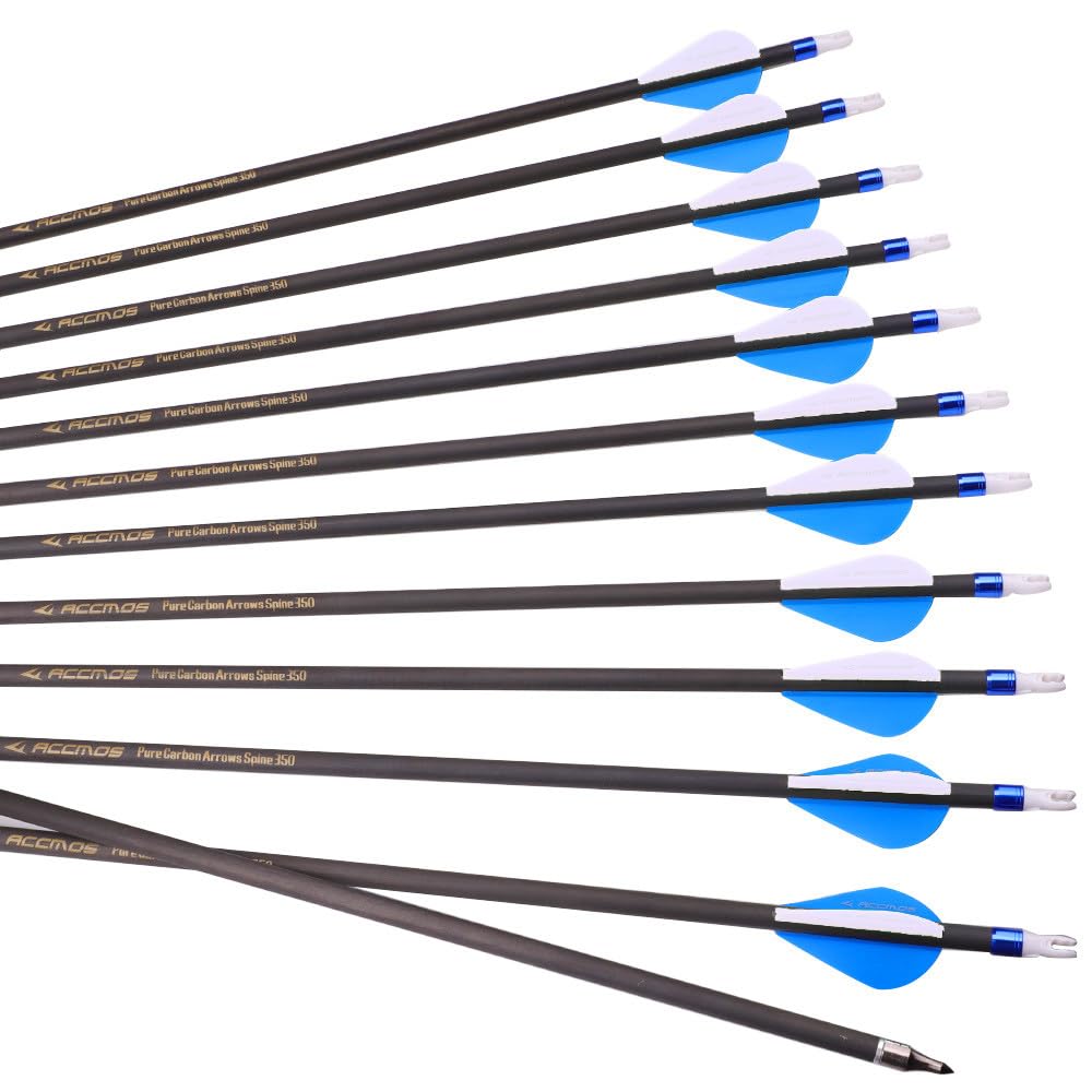 6/12pc Lunghezza Personalizzata Frecce in Carbonio 300/350/400/500/600/700/800 Spine 2" Piume di Plastica Freccia per Bersagli Freccia da Caccia per Arco Ricurvo Arco Composto Tiro con L'Arco