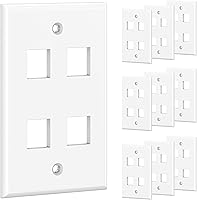 Vista 1 de [UL Listed] Cable Matters - Juego de 10 placas de pared de perfil bajo de 4 puertos Keystone, placa de pared RJ45 para tomas Keystone en blanco
