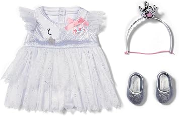 BABY born Ballerina Outfit - Tulle Bodysuit and Skirt with Swan Embroidery - Headband and Crown and Shoes - High Quality Accessories for Dolls - Clothes Suitable for 43cm Dolls