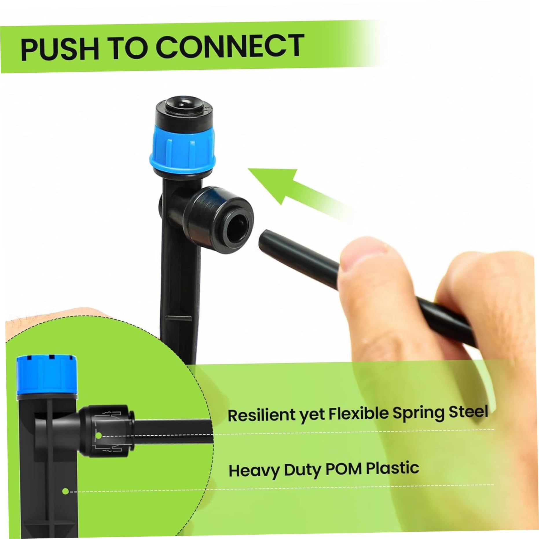 Sistema di irrigazione per giardino, sistema di irrigazione da giardino fai-da-te a connessione rapida con micro tubi da 200 piedi e 8 emettitori, automatico per aiuole rialzate, piante in vaso, irri