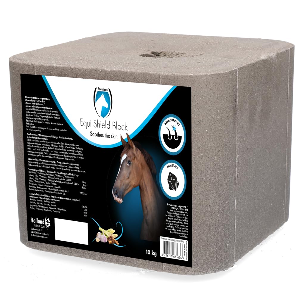 Holland Animal Care Equi Shield Block 10 kg Pierre à lécher au sel pour chevaux
