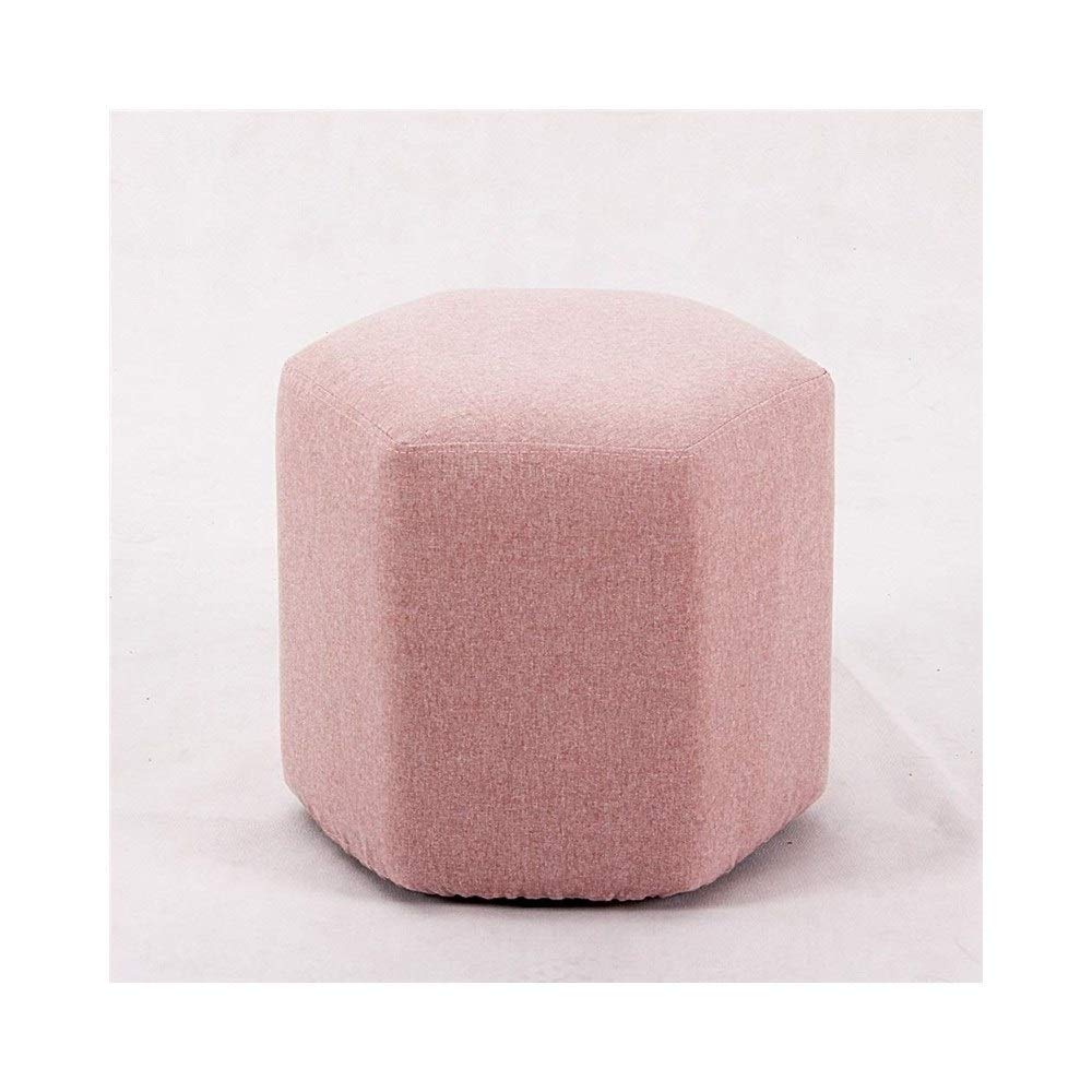 Banc à chaussures en tissu rose hexagonal avec coffre de rangement amovible