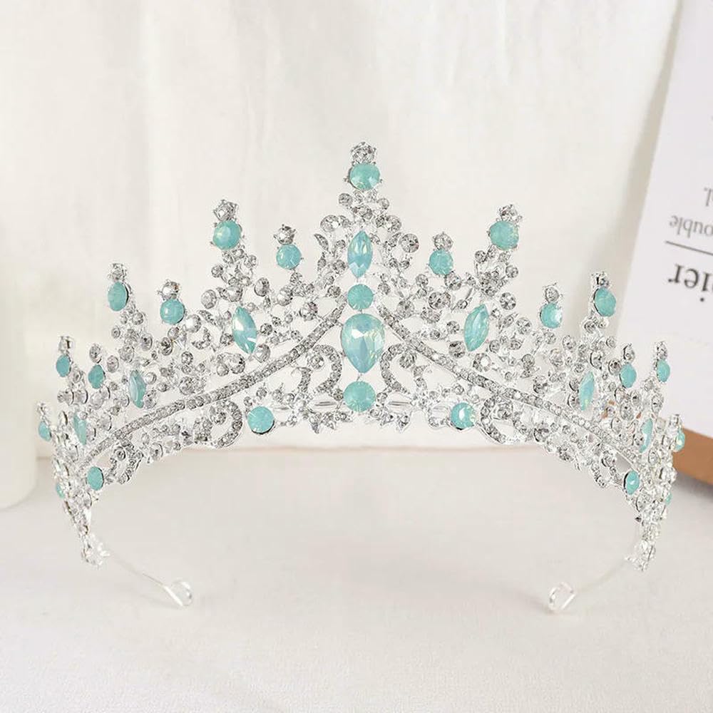MIONGKI Retro Rose Gold Color Crystal Bridal Tiaras Crown Rhinestone Pageant Prom Diadem Bride Headband Wedding Hair Accessories