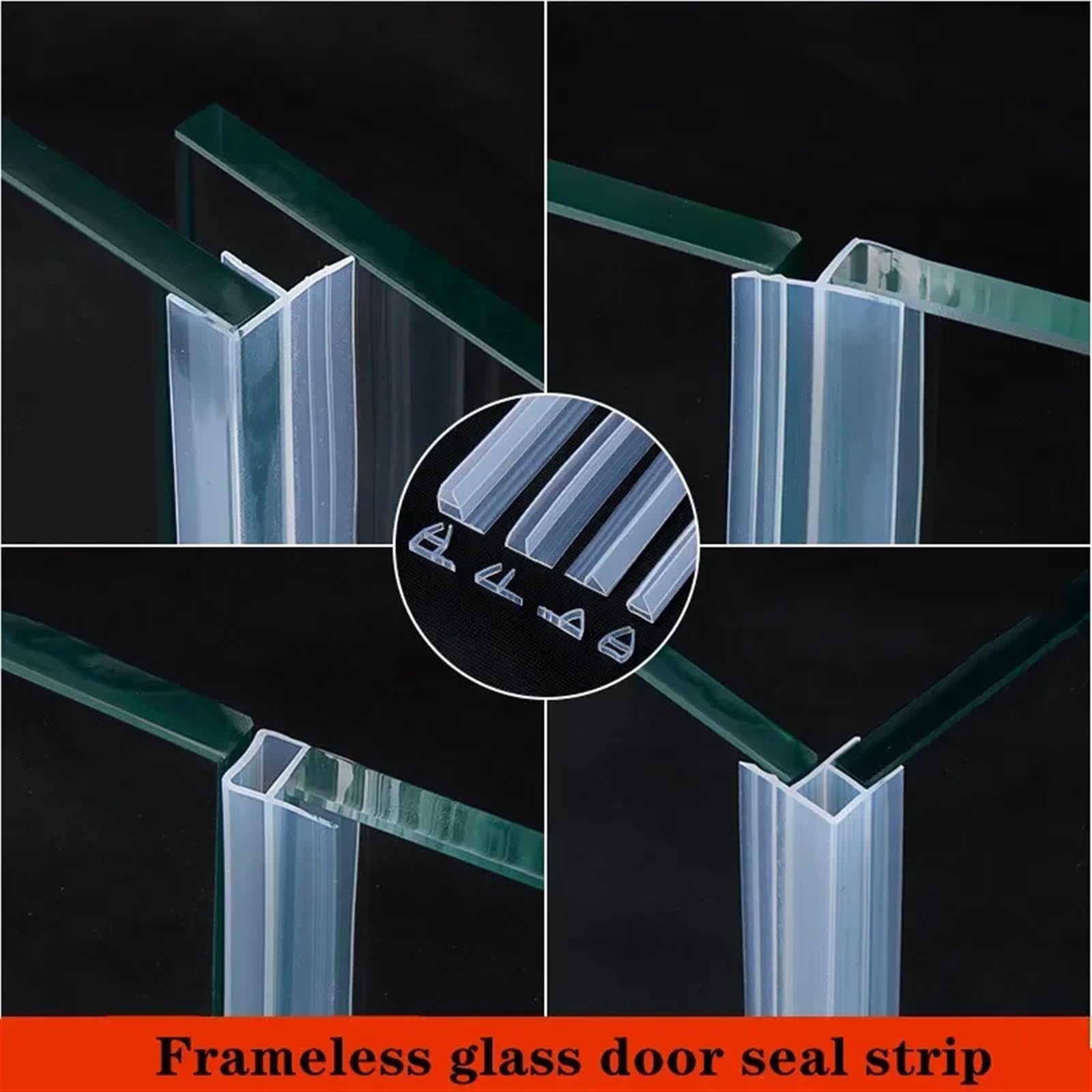 Tiras de Sellado para Puertas de Vidrio con Forma H/F/U, burletes de Silicona para baño y Ducha, Cinta de Sellado para Puertas y Ventanas de Oficina y balcón (U, 10 mm).