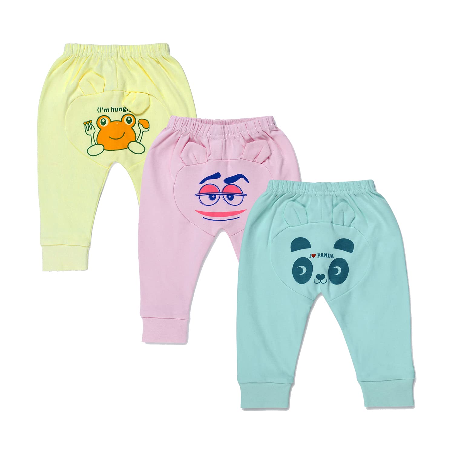 superminisUnisex Light Colors Cotton Diaper Pyjama/Regular Fit Legging Bottom/Lowers For Toddlers/Kids With Prints At The Back