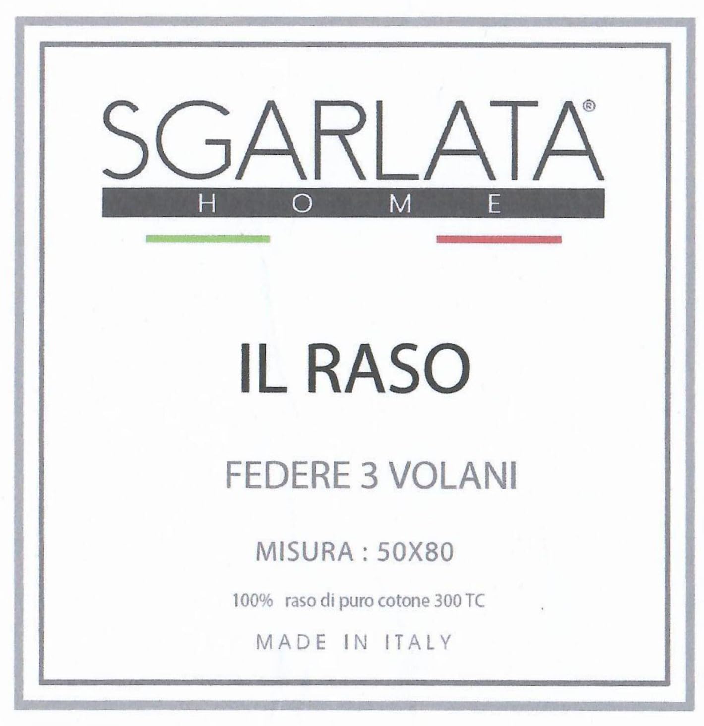 Coppia di federe in Puro Raso di Cotone 300TC Tinta Unita cm. 50x80 con Tre volani Art. Il Raso (Avorio)