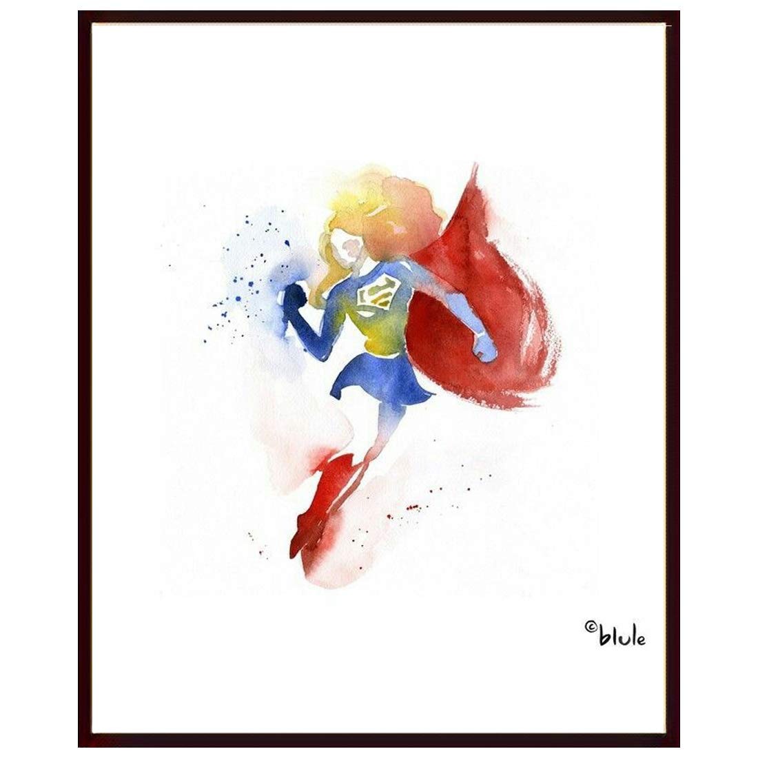 Art Superman Wonder Woman Wall Art Photo frame | Matt Finished Print | Synthetic Wood frame without Glass | Frame for Living Room, Kitchen,Office,Restaurant Decoration | Gifting Purpose | Size(12x14)