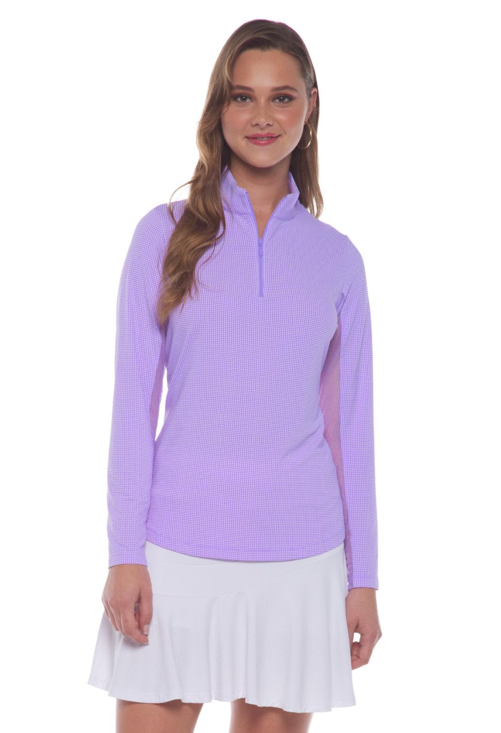 IBKUL Athleisure Wear Icefil Cooling-Mini-Top mit Sonnenschutzfaktor 50+, langärmlig, Stehkragen
