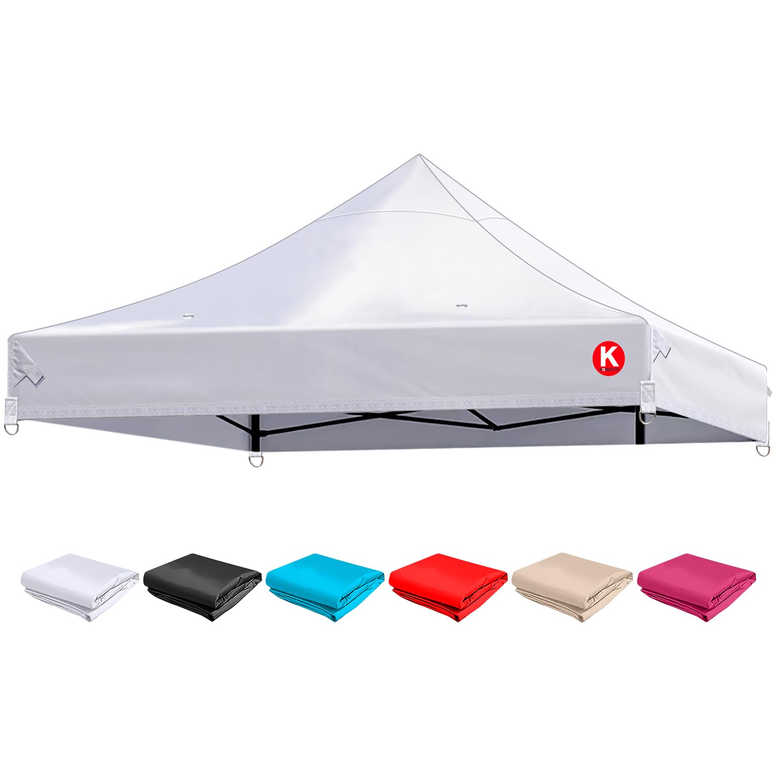 Photo 1 of KaKuEike 10x10 Canopy Replacement Top Heavy Duty 600D Oxford Fabric with 8 Drainage Holes, Waterproof & 99% UV Resistant Tent Cover for Pop Up Canopy, Professional Replacement Top Only (White)