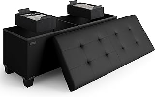 Storage Ottoman Bench with Bins, 43-in Storage Bench for Bedroom End of ...