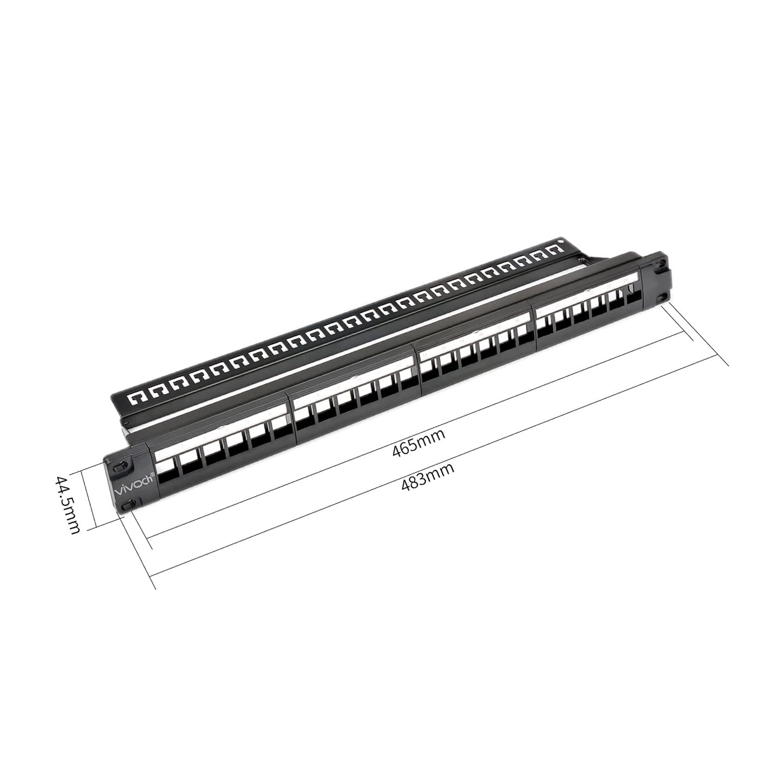 Panneau de Brassage Vierge a 24 Ports Cadre Vierge de Panneau de Brassage modulaire decharge avec Barre de Gestion des Cables