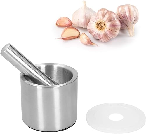 Miniatura 5 de Molinillo de especias trituradora de píldoras,Juego de mortero y mortero de acero inoxidable, Maja de mortero de servicio pesado,Trituradora de