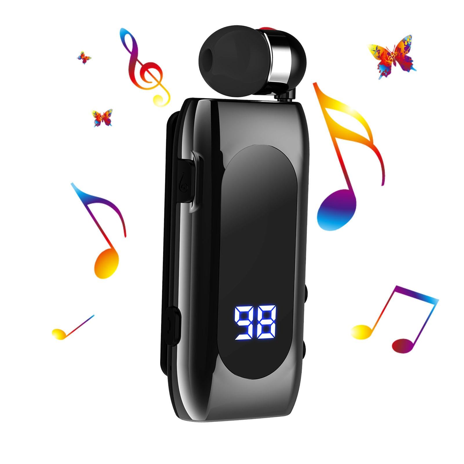 Auricolare nell'orecchio | Auricolare stereo senza fili - Auricolari sportivi da lavoro con clip, auricolare retrattile per donna, uomo, ufficio, sport