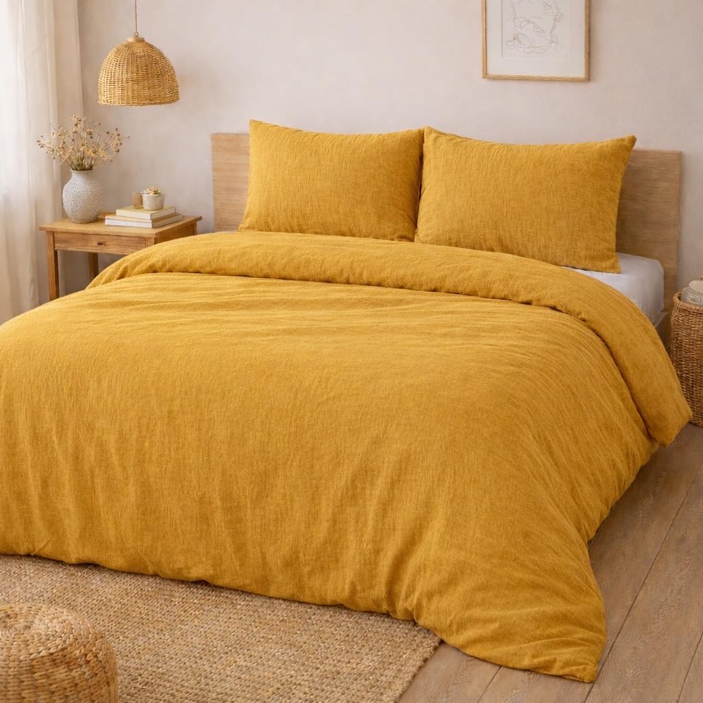KGS Parure de Lit en Gaze de Coton 220x240cm - Jaune