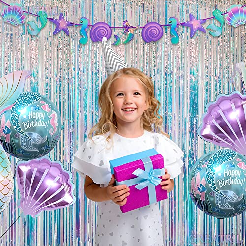 Iridescent Party Streamers Backdrop - GREATRIL Neon Transparent Holographic Tinsel Foil Fringe Curtain for Mermaid/Frozen/Sea/Euphoria/ERAS Party Theme Decorations 3.2ft x 6.5ft 2 PCS - Image 6