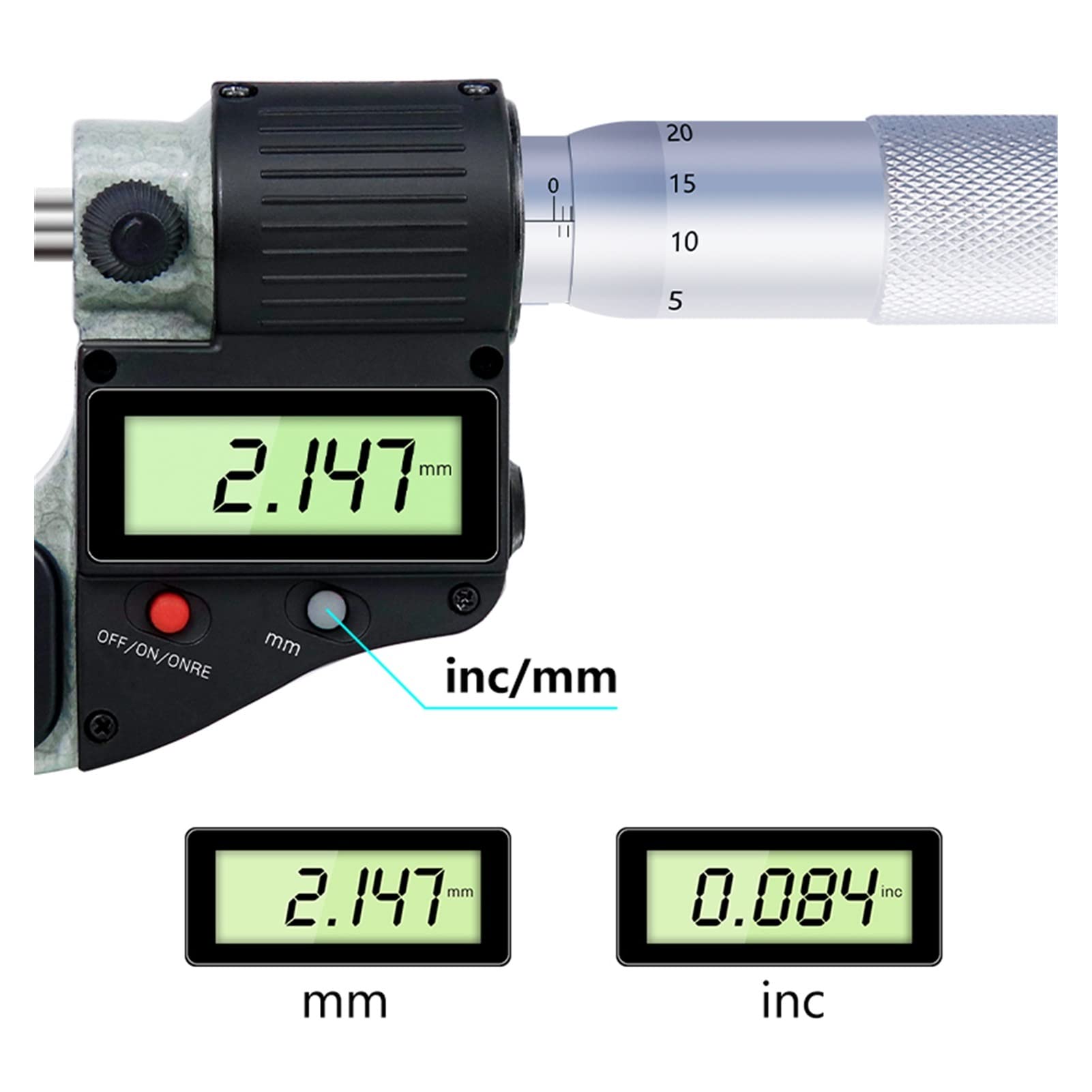 Mikrometr, Mikrometr cyfrowy 0-25 mm 0.001mm Suwmiarka Elektroniczne Mikrometr Outside Chromowane Zaciski Pomiarowe Narzędzia Pomiarowe