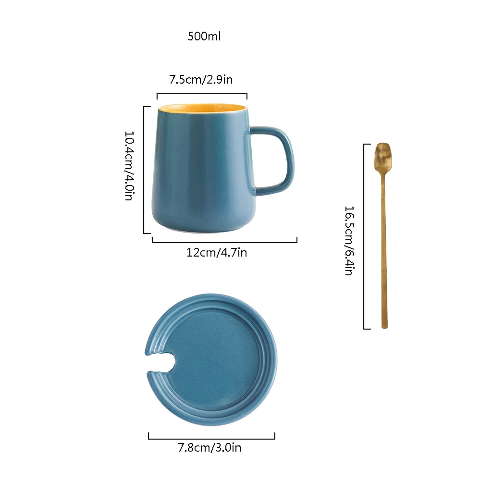 Becher Becher mit großem Fassungsvermögen Personalisierte Kontrastfarbe Kaffeetasse Wohnzimmer Teetasse Set Keramikbecher 500 ml, Geeignet für Milch, heiße und kalte Getränke, Kaffee Kaffeetasse