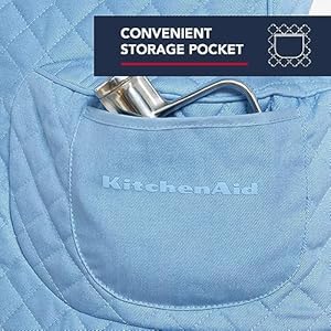 KITCHENAID Fitted Tilt-Head Solid Stand Mixer Cover with Storage Pocket, Quilted 100% Cotton, Blue Velvet, 14.4"x18"x10" KITCHENAID Fitted Tilt Head Solid Stand Mixer Cover with Storage Pocket Quilted 100 Cotton Blue Velvet 144x18x10