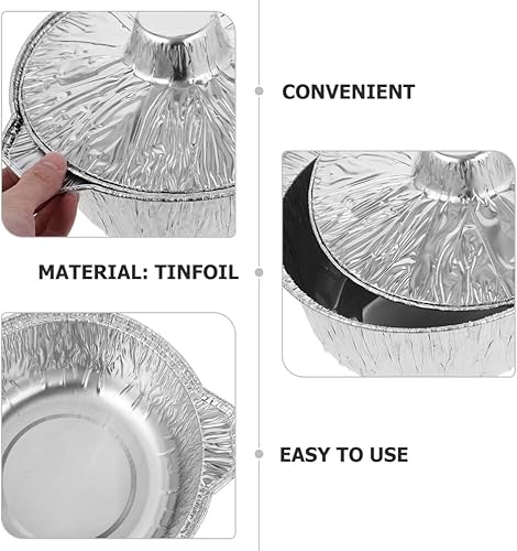 Miniatura 9 de Kichvoe Moldes de papel de aluminio con tapas, 37.2 fl oz, 6 ollas redondas de papel de aluminio para horno, cacerola para hornear, sartén