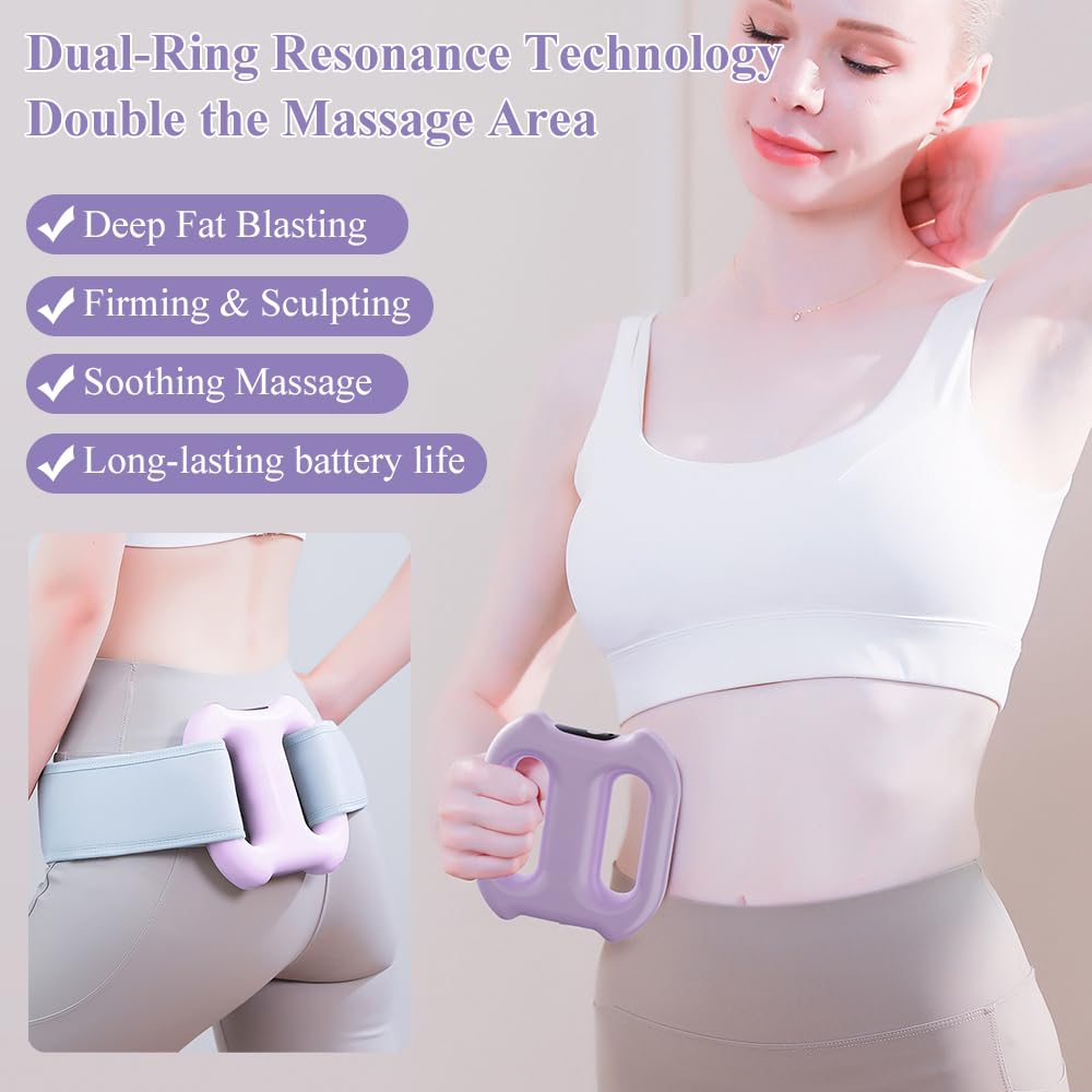 Rodillo Fascial Multifunción, Masajeador de Vientre para Quemar Grasa y Calor, 5 Modos Ajustables, Cinturón Abdominal Regulable para Espalda, Piernas y Abdomen, Violeta