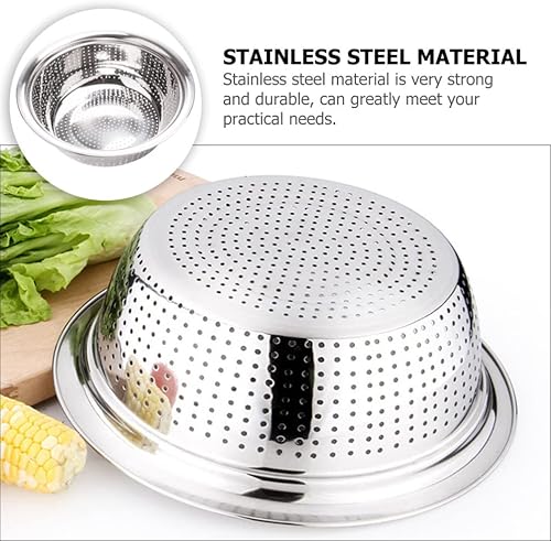 Miniatura 5 de Cuenco de lavado de arroz de acero inoxidable, colador, colador, escurridor de cocina, frutas y verduras, cesta de lavado para pasta, ensalada,