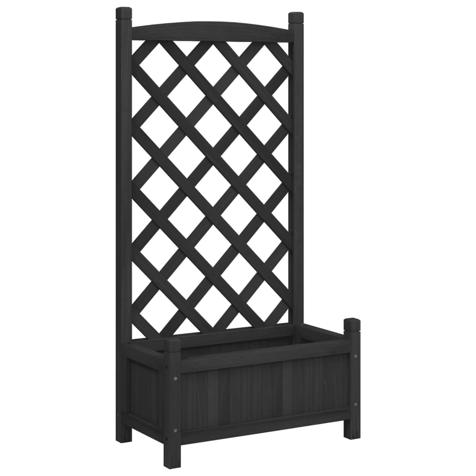 Jardinera con celosía negra de madera maciza de abeto, jardinera rejilla para jardín, jardinera de exterior, jardinera balcón, decoración jardín l