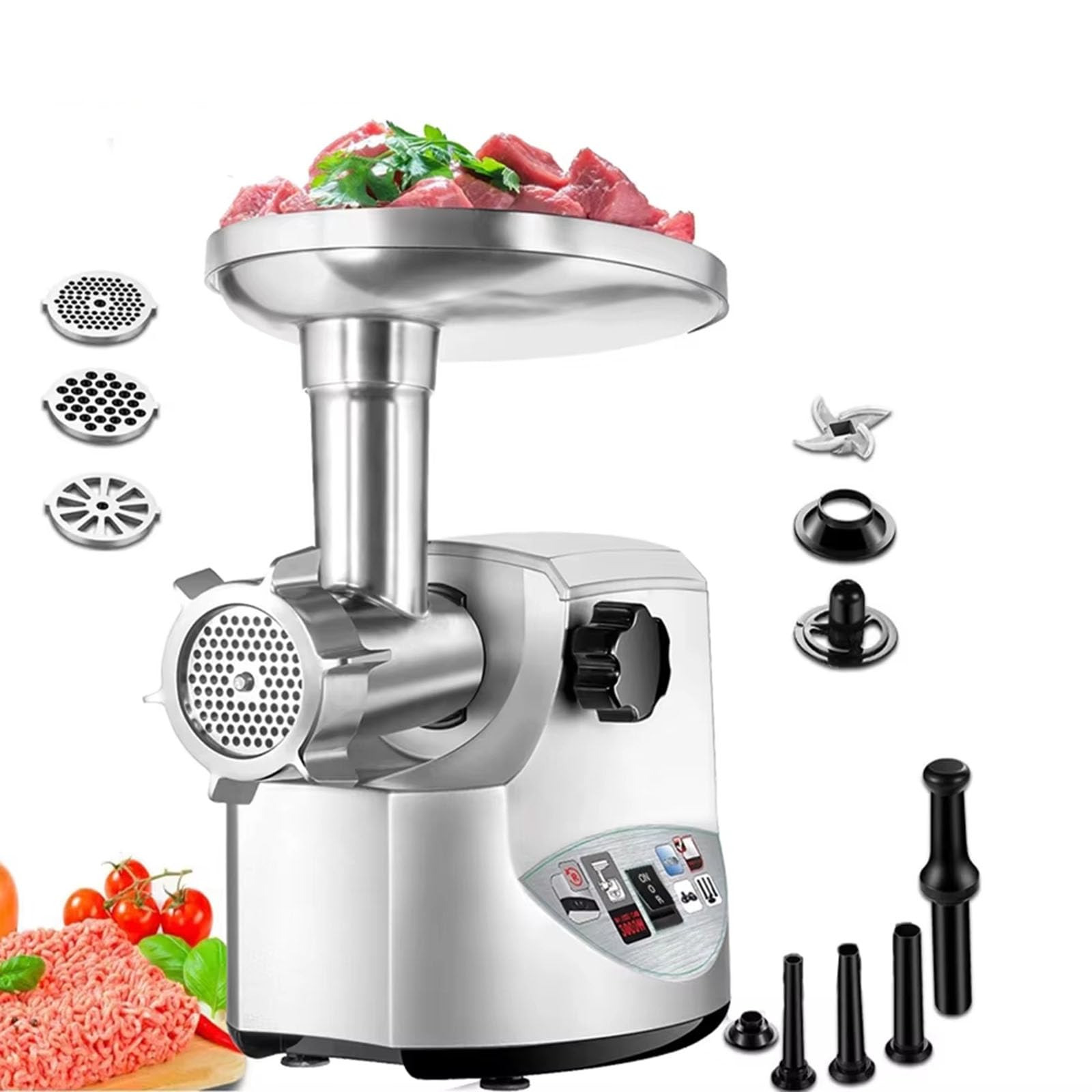 FHRKA Electric Meat Grinder, Heavy Duty 3000W Max Powerful Electric Meat Mincer, Home Sausage Stuffer Meat Mincer Food Processor