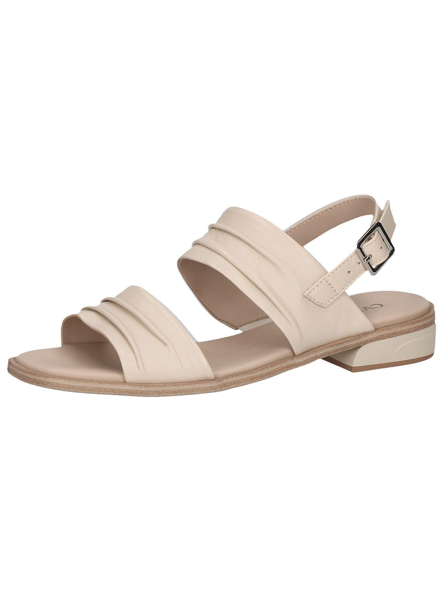 CAPRICE Women's Flat Leather Sandals with Footbed, Ivory (Offwhite Soft), 6.5 UK