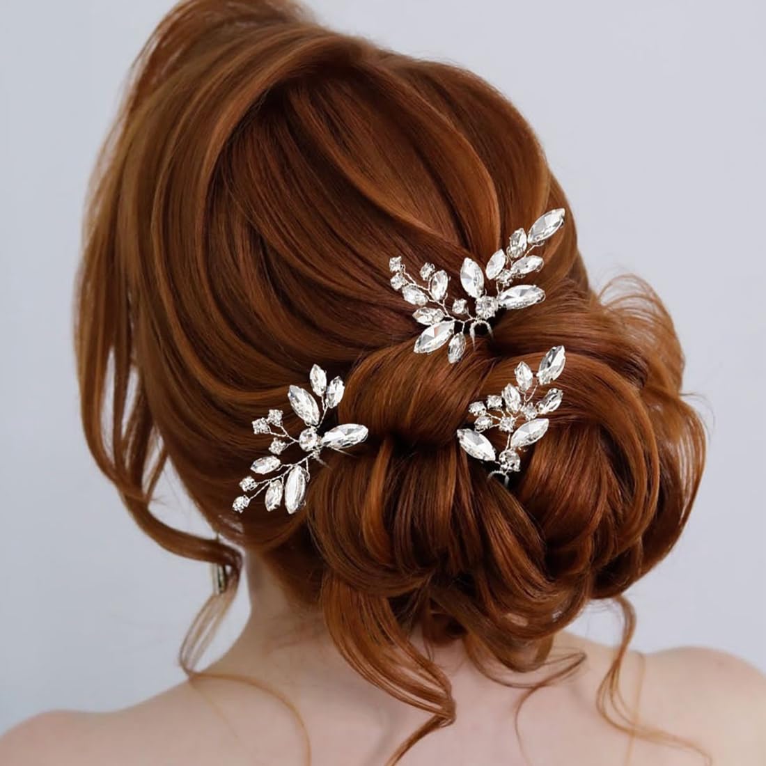 3 Pezzi Forcine per capelli da sposa con cristalli argentati Accessori per Capelli da Sposa Eleganti Forcine per Capelli per Donne Sposa Damigella d'Onore Ragazze(argento)
