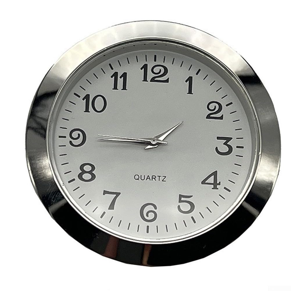 BagLEved 55mm Quartz Clock Insert Round Quartz Movement Miniature Timepiece Head White Dia, Mini Clock Movement, Stainless Steel Back, Roman/Arabic Numerals (Silver Arabic)