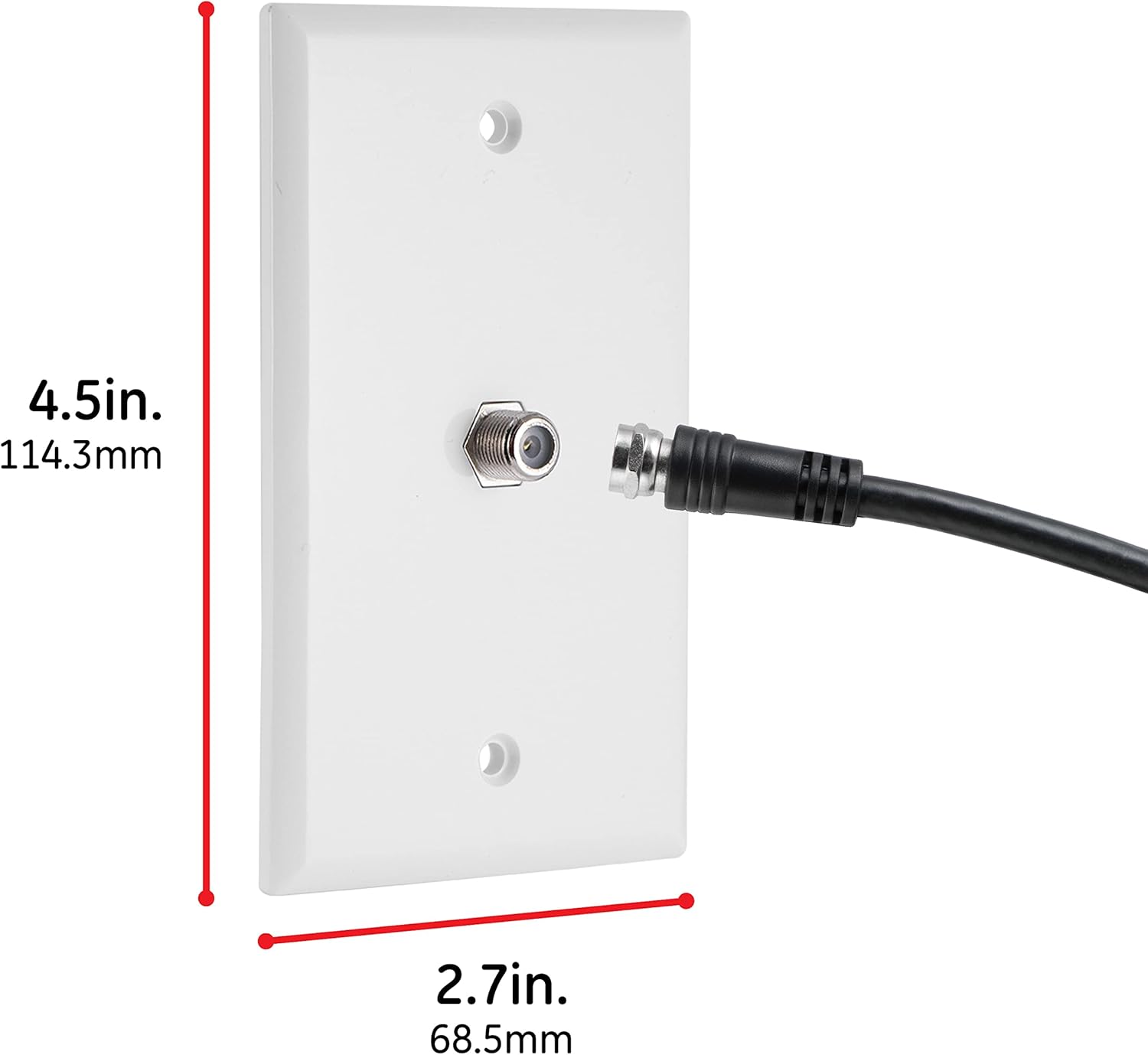 White Plastic Single-Gang Coaxial Wall Plate