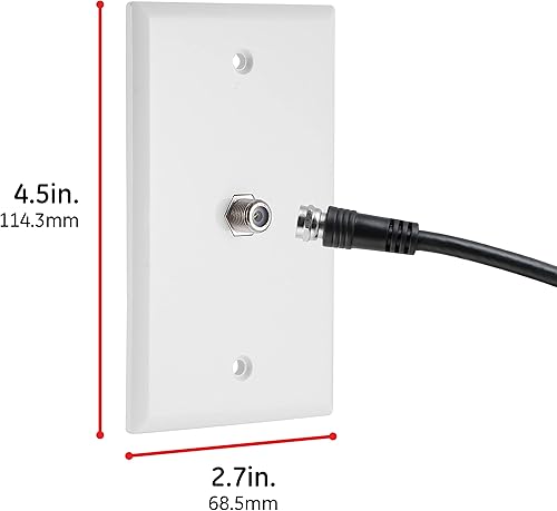 Miniatura 3 de GE 76393 - Placa coaxial, 1 puerto, paquete de 4 unidades, conexión tipo F montada en la pared para cable coaxial, tornillos incluidos, una sola