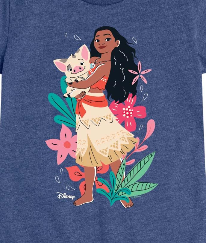 Disney Princess - Moana and Pua - Girls Fitted Short Sleeve T-Shirt3