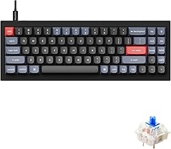 Keychron Q7 70% Layout Hot-Swappable RGB Wired Custom Mechanical Keyboard Compatible with Mac Windows Linux, QMK/VIA Programmable Macro Full Aluminum Gateron G Pro Blue Switch Double Gasket Kit-Black