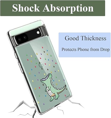 Miniatura 4 de Unov Funda compatible con Pixel 6a transparente con diseño de TPU suave, absorción de golpes, diseño delgado en relieve, cubierta trasera protectora