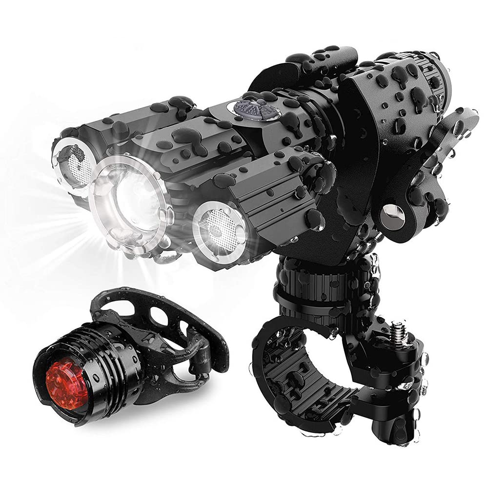 Faro Anteriore per Bicicletta, 3 LED, 600 Lumen, 4 modalità, Batteria 18650, Torcia per Ciclismo, IPX5 con Staffa e Angolo Regolabile.