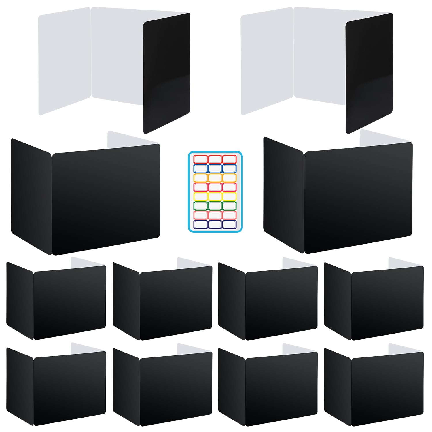 EARTHSON 12 Pcs Desk Dividers for Students, Coated Paper Privacy Shields Folder for Students, Privacy Folders for Students Desks, Test Divider