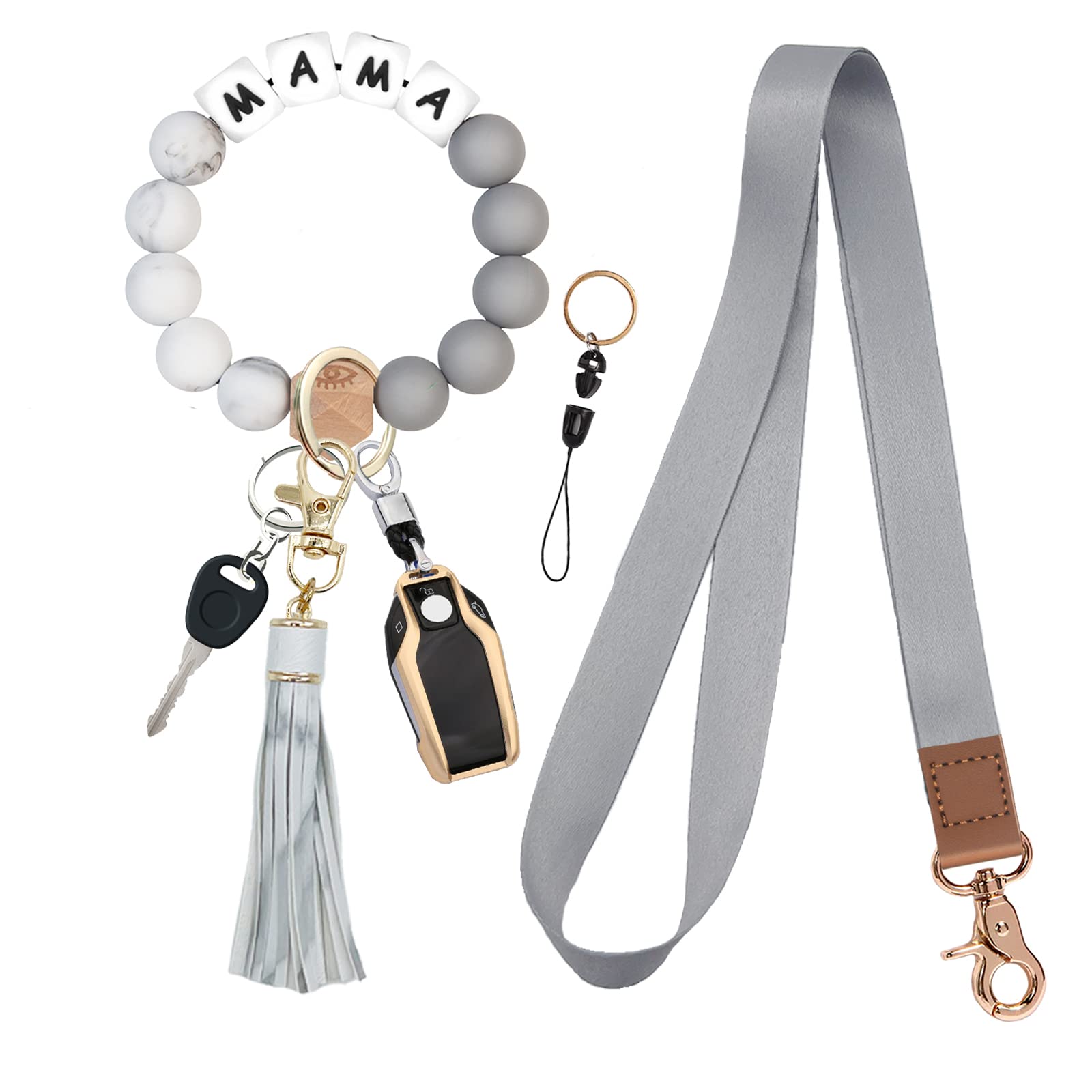 PAKASEBOXES Neck Lanyard for Keys, Wristlet Keychain Bracelet with Key Ring, ID Badge Holder, Gift for Teacher, Women, Men