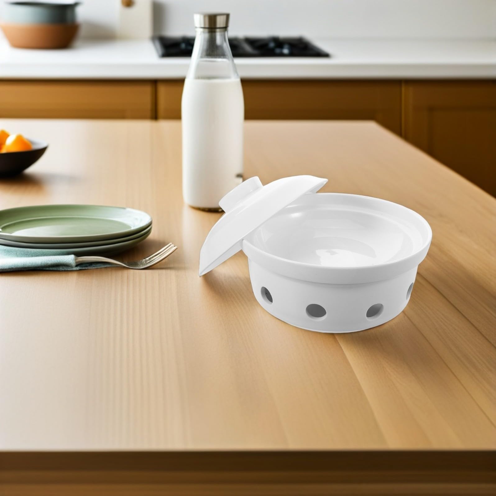 Piatto per Formaggi in Ceramica con Coperchio, Set 1 Pezzo | Bianco, Dimensioni 20, 70x20, 70x13, 50cm, per Buffet e Riunioni Familiari, Facile da Pulire e Portatile