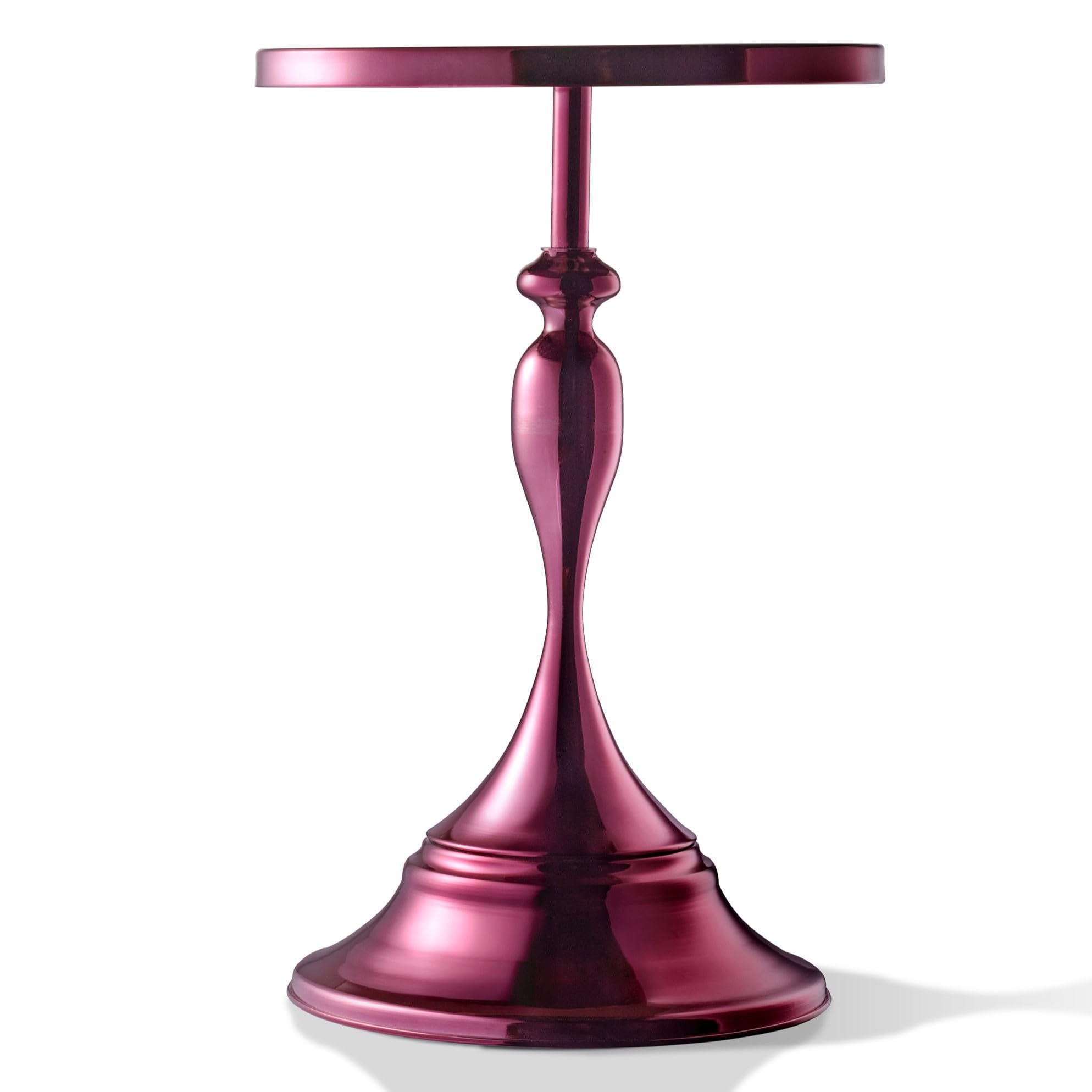 Homes: Inside + Out Halric Modern 24" Tall Round End Table with Decorated Tabletop and Iron Metal Base, Accent Furniture, Elegant Pedestal Stand for