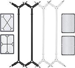 4PCS Bed Sheet Straps, BetterJonny Elastic Bed Sheet Fasteners Adjustable Crisscross Fitted Sheet Band Straps Grippers Suspenders Sheet Holder for Mattress Cushion Cribs Black and White