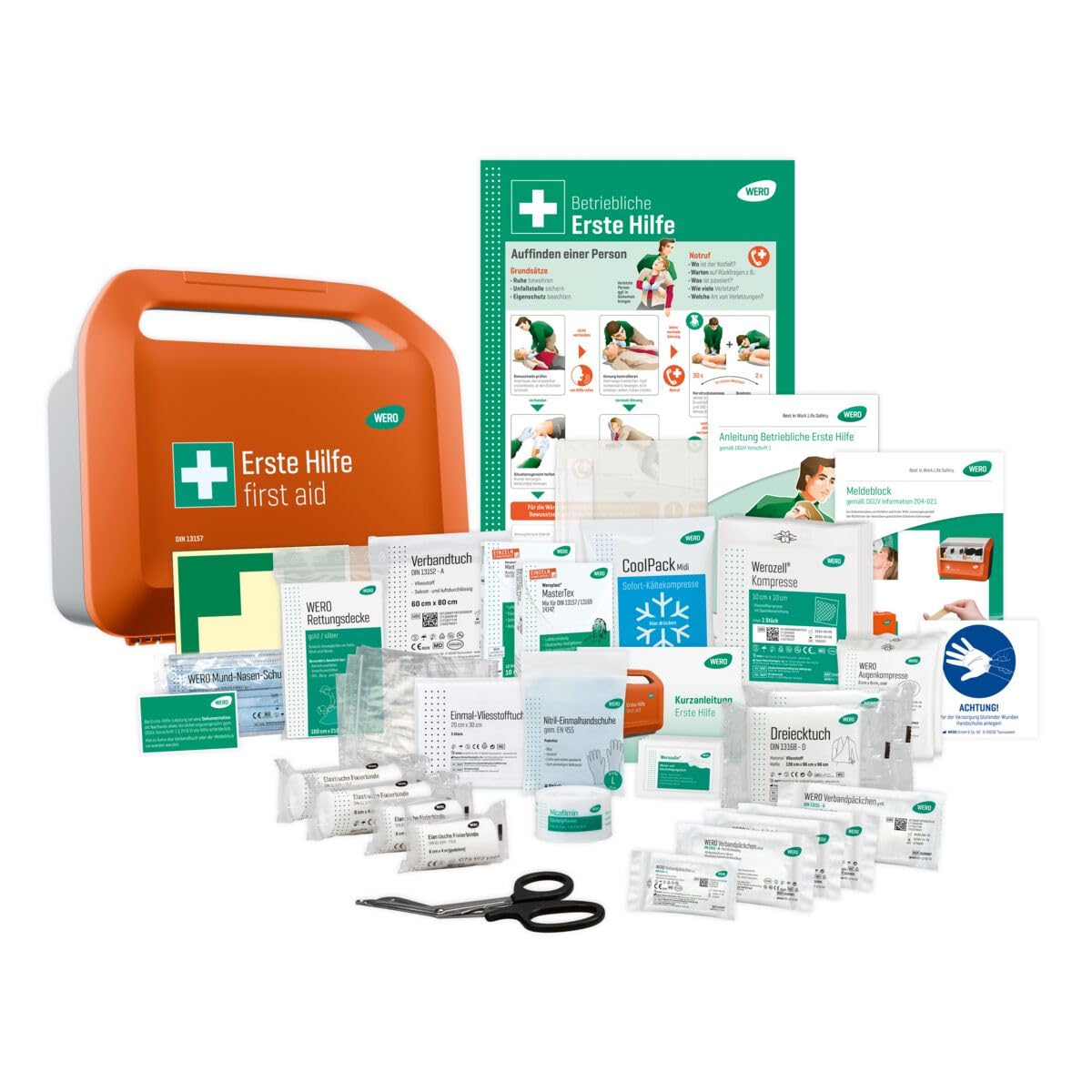 WERO Erste Hilfe Starter Kit | Ideal für Betriebe & Unternehmen, Essenzielle Erste Hilfe Materialien, Komplett-Set