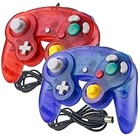Vista 8 de Reiso Gamecube Controller, 2 Pack NGC Classic Wired Controller for Wii Game cube Console (Clear Purple and Green)