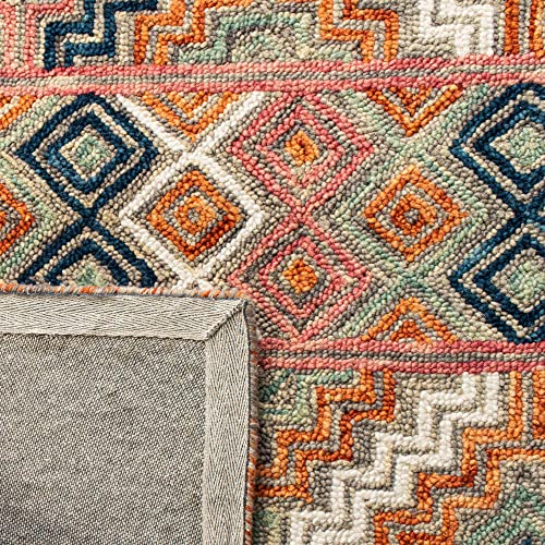 Image of Hand-Tufted Wool Carpet for Living Room 6x8 feet Peach Geometric Design Anti-Skid High Pile Thick Carpet & Rugs for Bedroom & Hall