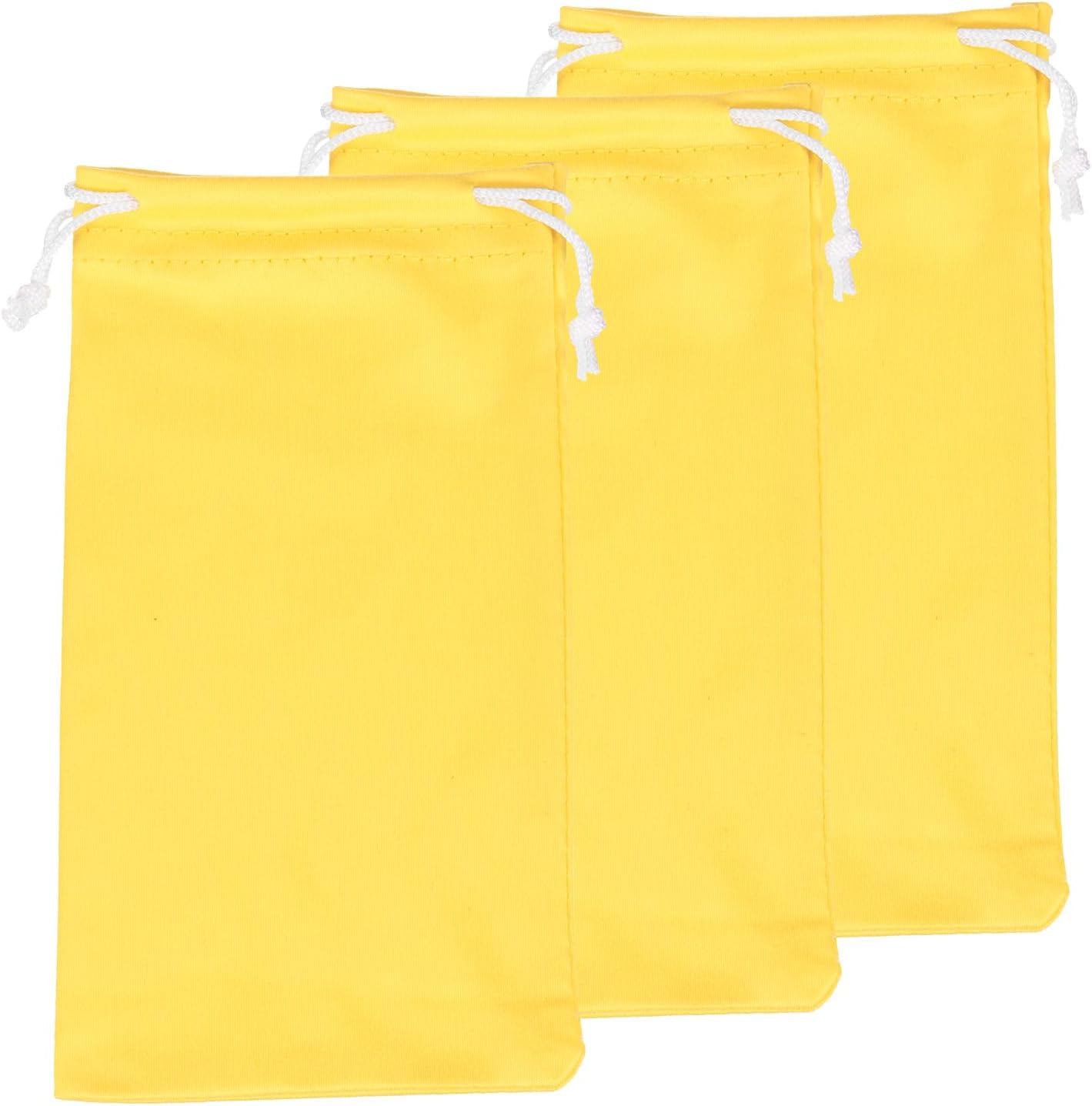 HARFINGTON 3pcs Eyeglass Pouch Microfiber Sunglasses Storage Bag Portable Drawstring Pouch for Phone Glasses Jewellery, Yellow
