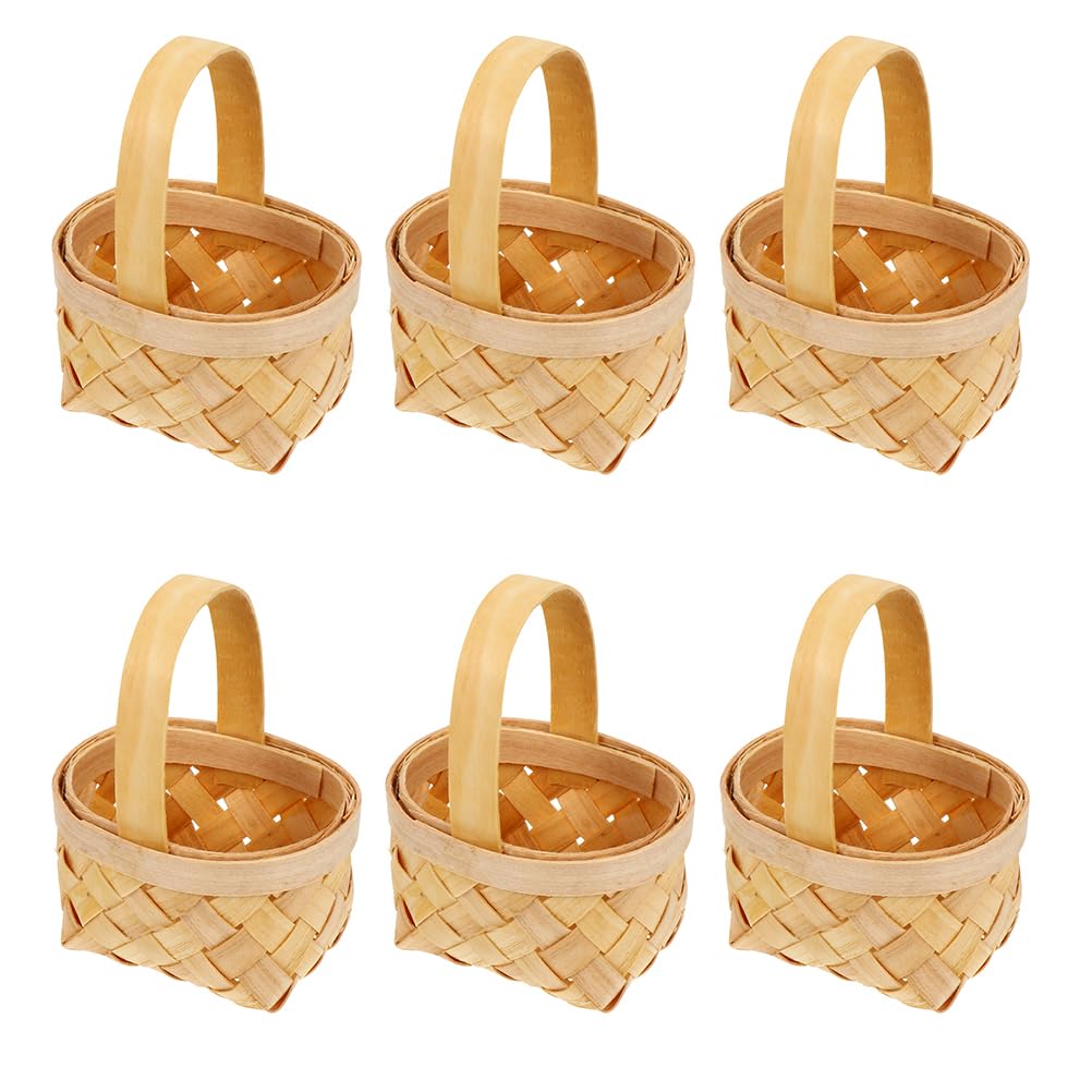 Mini panier en osier GANAZONO tressé main lot de 6 avec poignée pour décor de fête