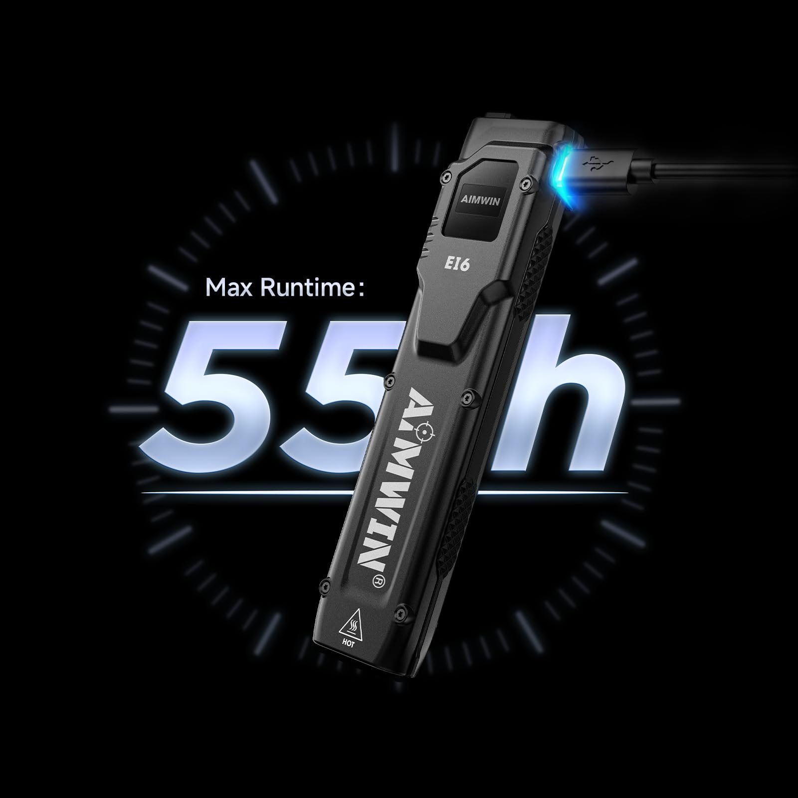 AIMWIN EI6 Linterna EDC 3100 Lúmenes con Pantalla OLED Recargable USB C Linterna Plana Alcance de 305 m Protección Inteligente contra Sobrecalentamiento Doble Interruptor Trasero Turbo Estroboscópico