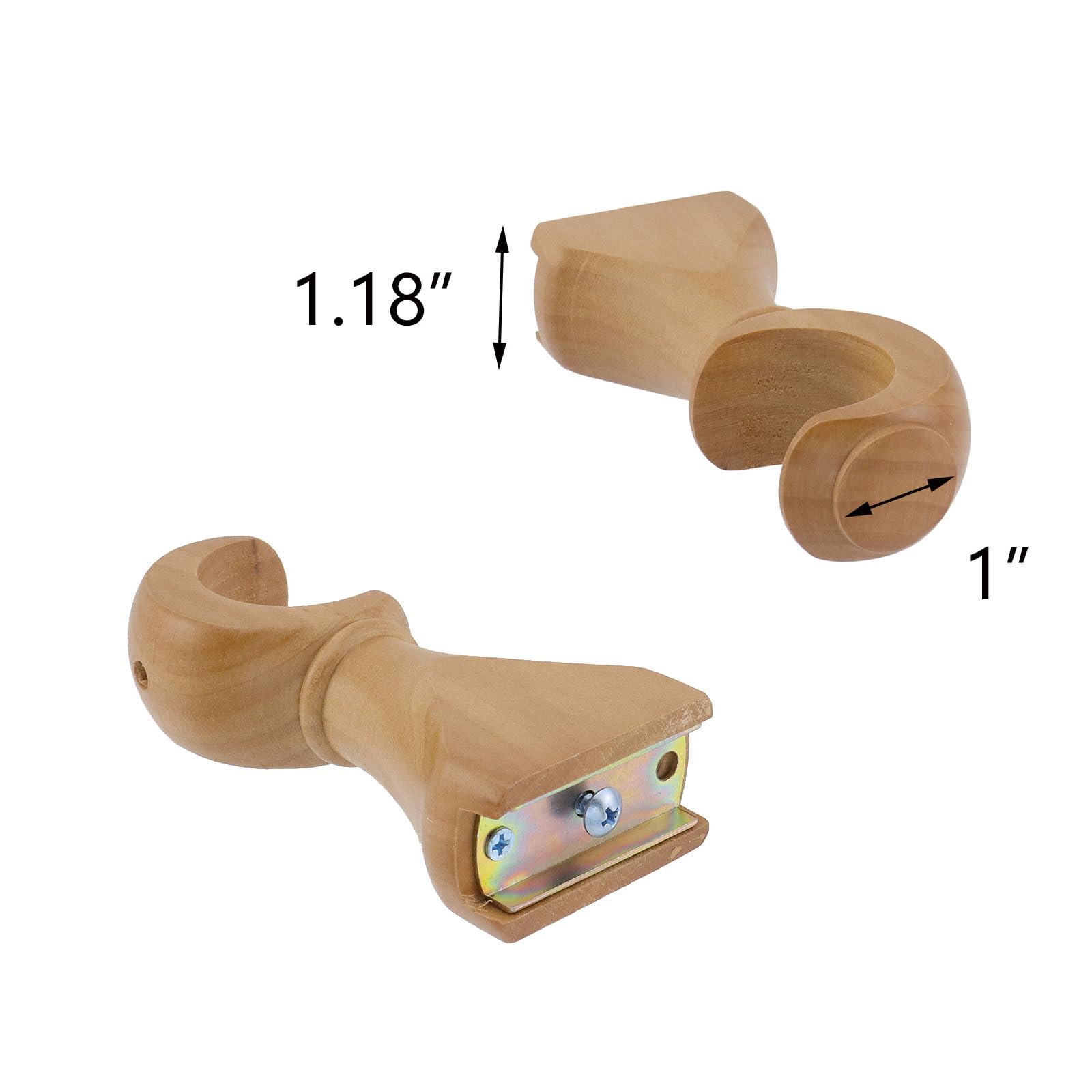T Tulead Lot de 4 supports de tringle à rideaux en bois, 2,5 à 1 cm de diamètre